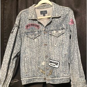 Lucky Brand Jean jacket, custom cheetah print denim jacket